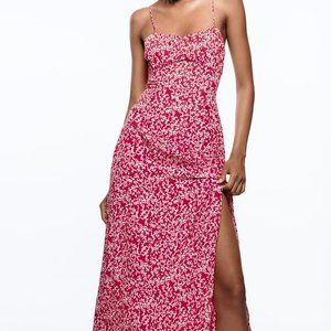 Red Floral Print Corset Dress